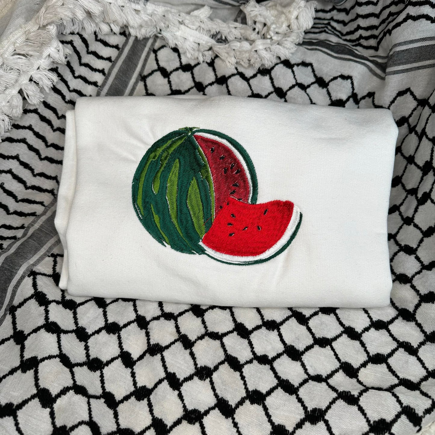 Watermelon Custom Embroidered Sweatshirt- ALL PROFIT WILL BE DONATED TO A NONPROFIT FOR CHILDREN IN PALESTINE