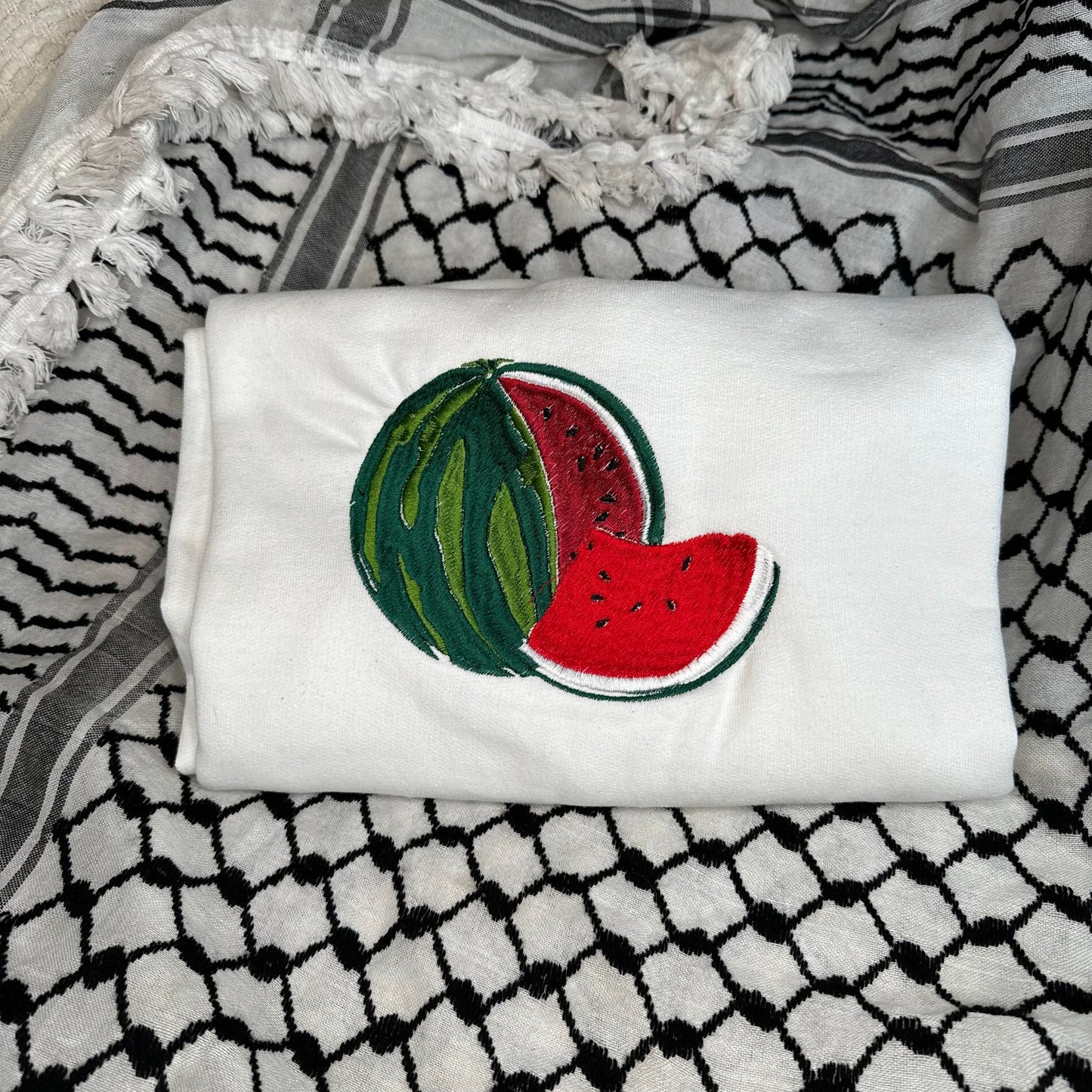 Watermelon Custom Embroidered Sweatshirt- ALL PROFIT WILL BE DONATED TO A NONPROFIT FOR CHILDREN IN PALESTINE