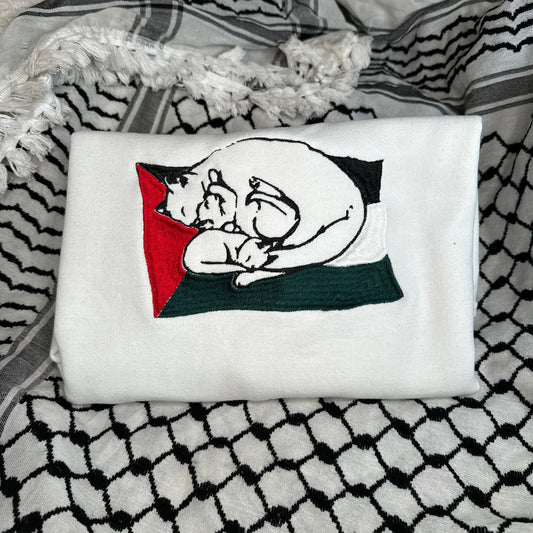 Cat Sleeping On Flag Custom Embroidered Sweatshirt- All Money Made Will Be Donated To Help Children!