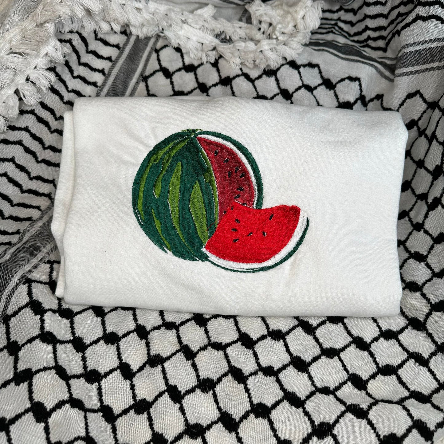 Watermelon Custom Embroidered Sweatshirt- ALL PROFIT WILL BE DONATED TO A NONPROFIT FOR CHILDREN IN PALESTINE