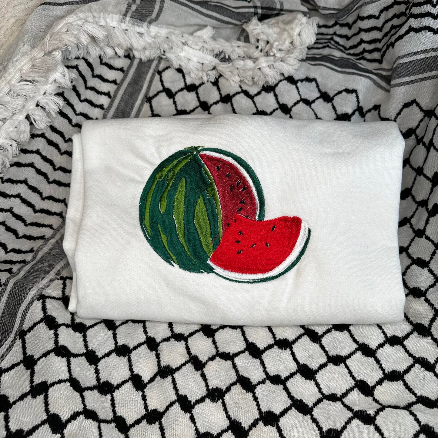 Watermelon Custom Embroidered Sweatshirt- ALL PROFIT WILL BE DONATED TO A NONPROFIT FOR CHILDREN IN PALESTINE